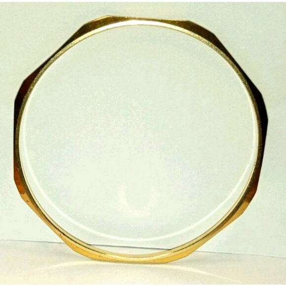 MONET Signed Vintage Gold Tone Octagonal Bangle Bracelet Thin Plated Band Brass - Picture 8 of 8